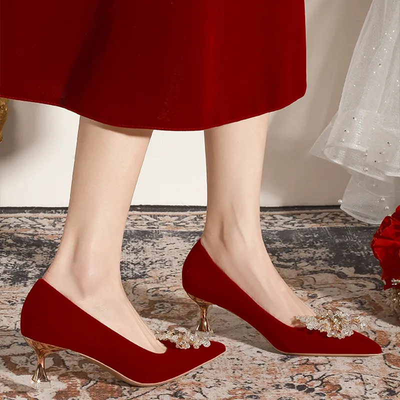 KATHRYN WILSON Slim Heel High Heels Women's Red-5