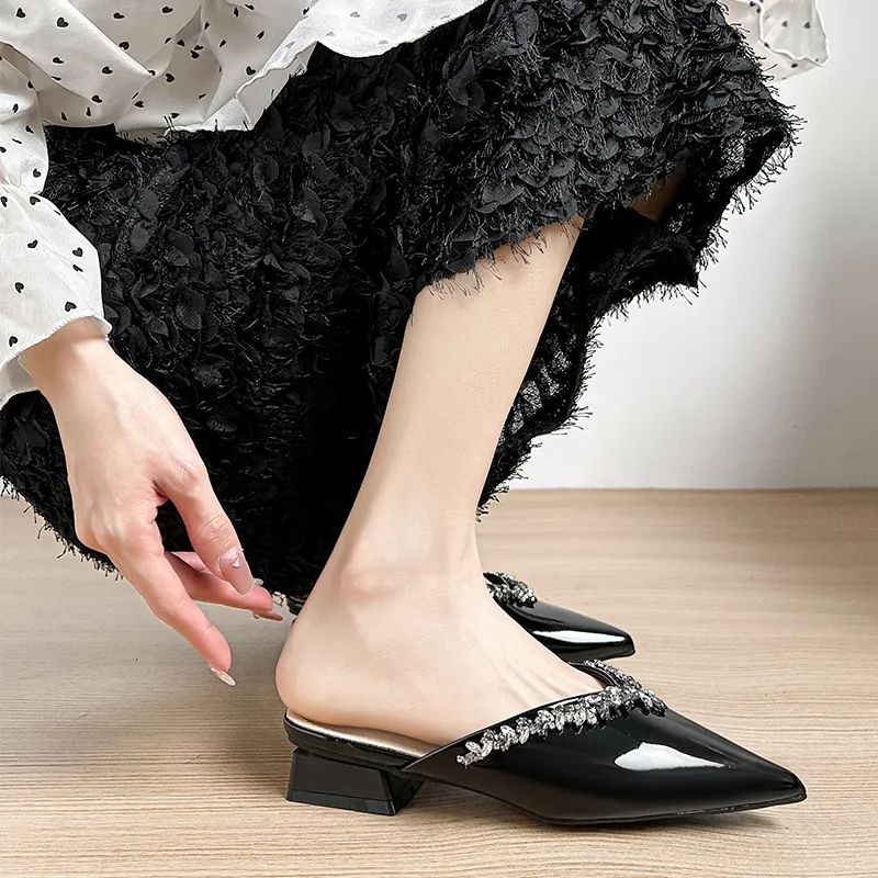 KATHRYN WILSON Rhinestone Closed Toe Slippers Women's-5
