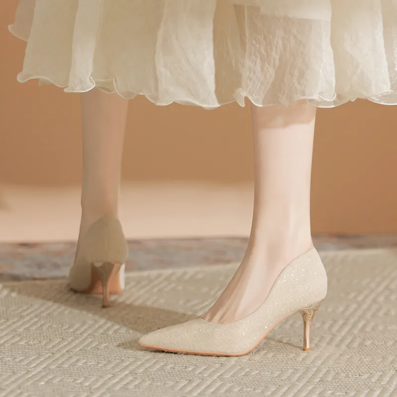 KATHRYN WILSON Slim Heel High Heels Women's Apricot-10