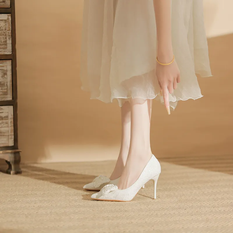 KATHRYN WILSON The Jade Is Soft And Soft Slim Heel High Heels 9cm Women's White-6