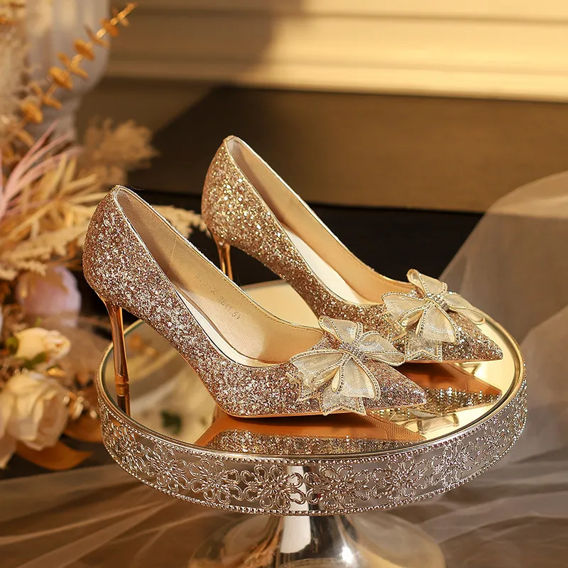KATHRYN WILSON Slim Heel High Heels Women's Gold-3