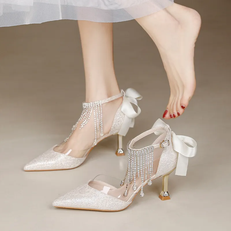 KATHRYN WILSON Slim Heel High Heels 7cm Women's Champagne-11
