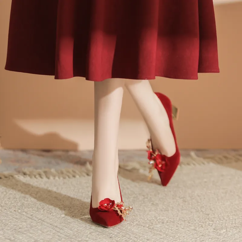 KATHRYN WILSON Chunky Heel High Heels Women's Red-4