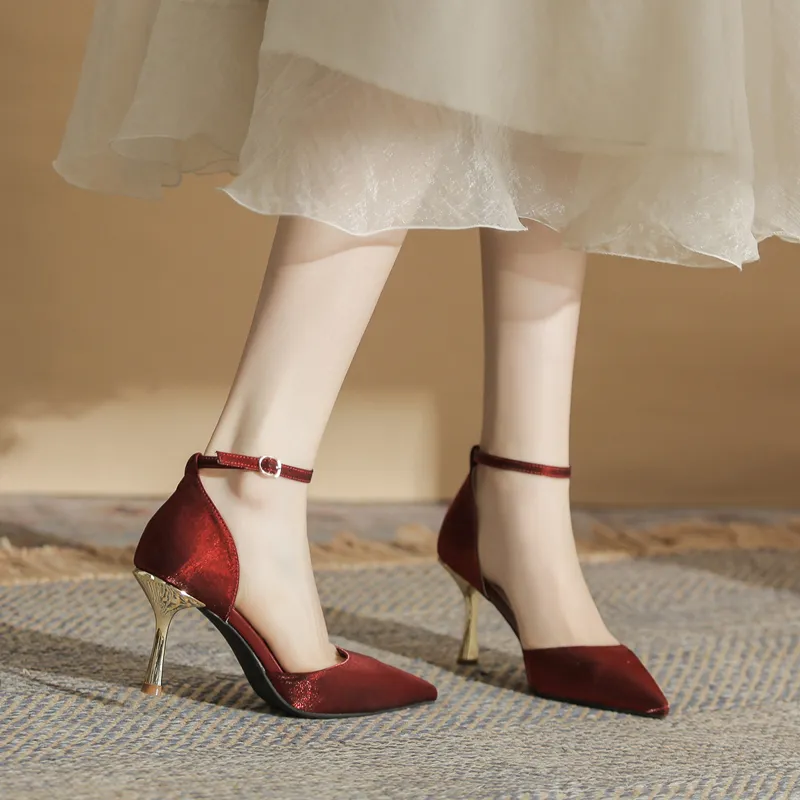 KATHRYN WILSON Slim Heel High Heels Women's Burgundy-5