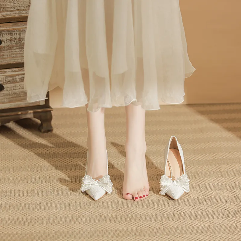 KATHRYN WILSON Graceful And Lively Slim Heel High Heels Women's White-7