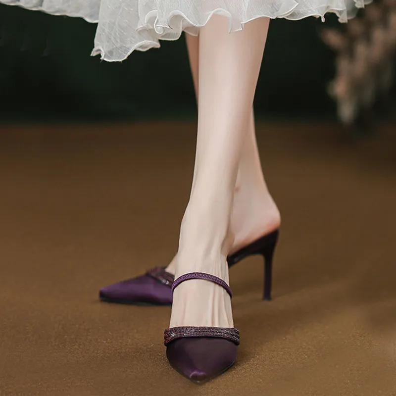 KATHRYN WILSON Rubber Sole Abrasion Resistant Wrap toe Slippers Women's Purple-6