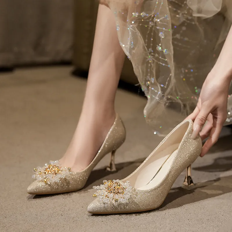 KATHRYN WILSON Slim Heel High Heels 7.5cm Women's Champagne-4