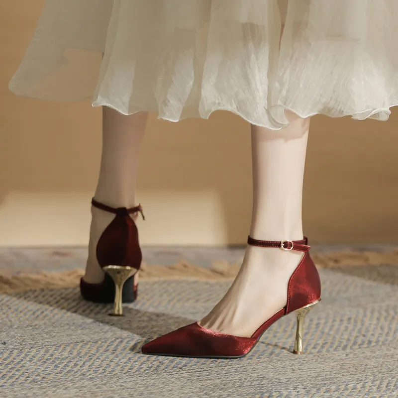 KATHRYN WILSON Slim Heel High Heels Women's Burgundy-2