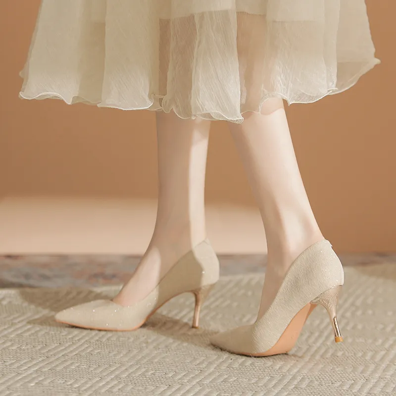 KATHRYN WILSON Slim Heel High Heels Women's Apricot-11