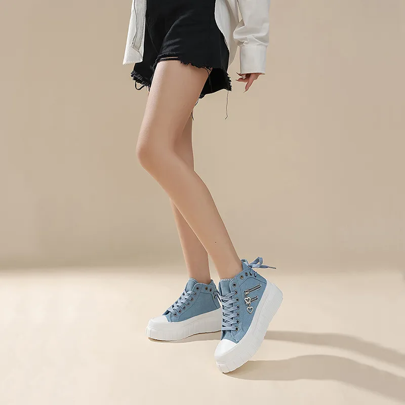 KATHRYN WILSON Wear Resistant Height Increasing High Top Canvas Shoes Women's-1