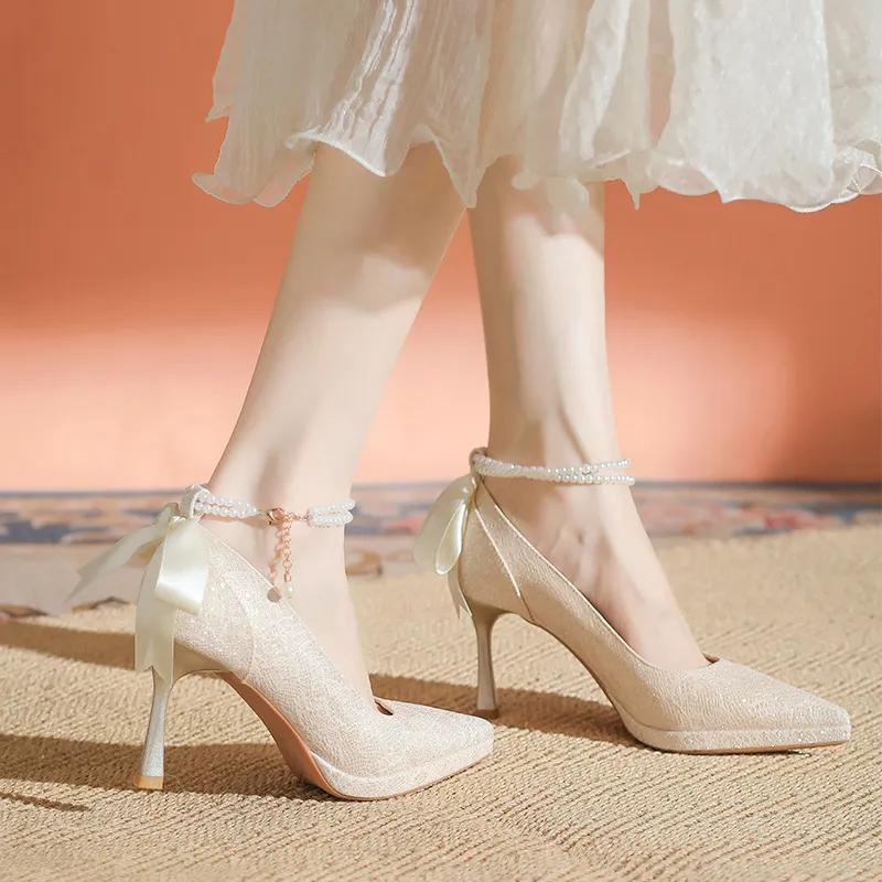 KATHRYN WILSON Slim Heel High Heels 8cm Women's Champagne-3