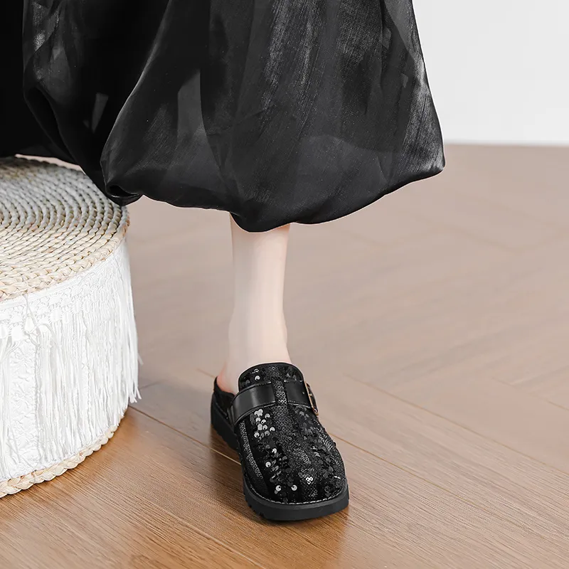 KATHRYN WILSON Rubber Sole Sequins Slip Resistant Closed Toe Slippers Women's-1
