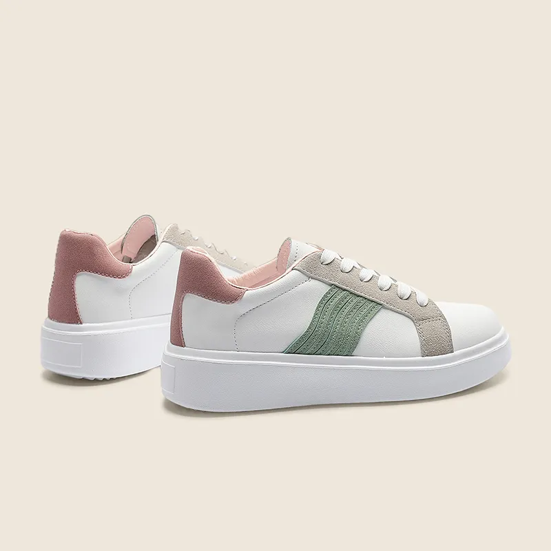 KATHRYN WILSON Anti Slip Wear Resistant Low Top Skateboard Shoes Women's White Green-2