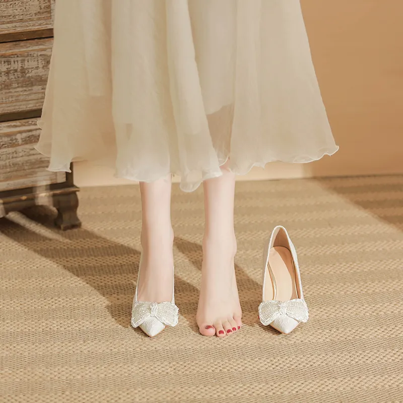 KATHRYN WILSON The Jade Is Soft And Soft Slim Heel High Heels 9cm Women's White-7
