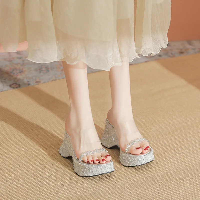 KATHRYN WILSON Rubber Sole Sequins Slide Slippers Women's-9