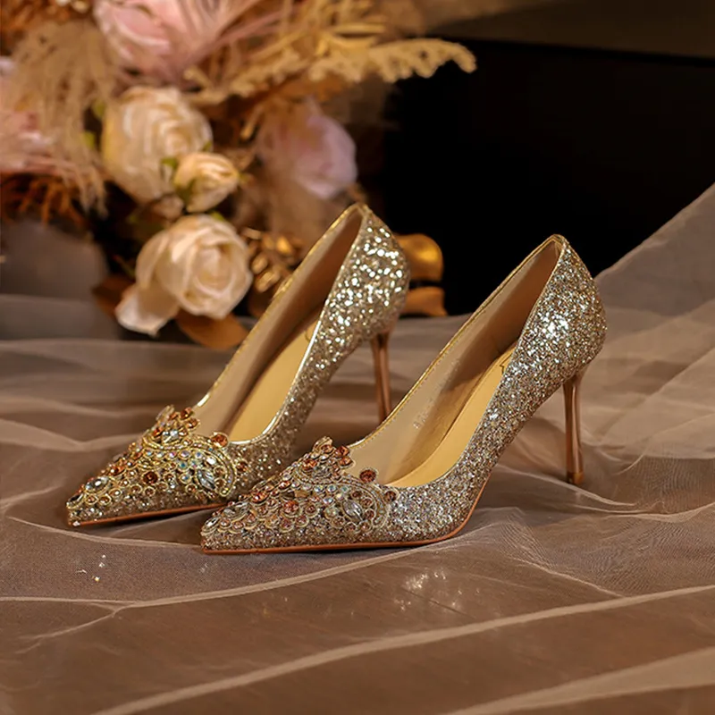 KATHRYN WILSON Slim Heel High Heels Women's Gold-2