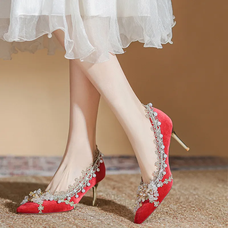 KATHRYN WILSON Slim Heel High Heels Women's Red-1