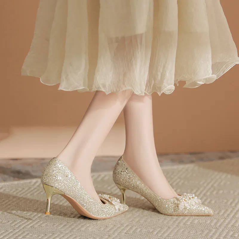 KATHRYN WILSON Slim Heel High Heels 6cm Women's Champagne-3