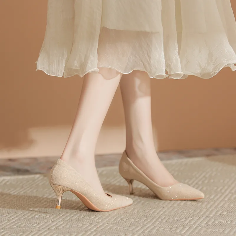 KATHRYN WILSON Slim Heel High Heels Women's Apricot-6