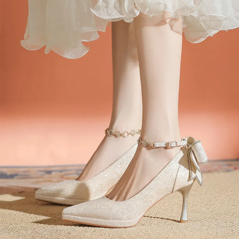 KATHRYN WILSON Slim Heel High Heels 8cm Women's Champagne-10