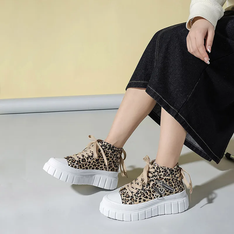 KATHRYN WILSON Wear Resistant Height Increasing High Top Canvas Shoes Women's-10