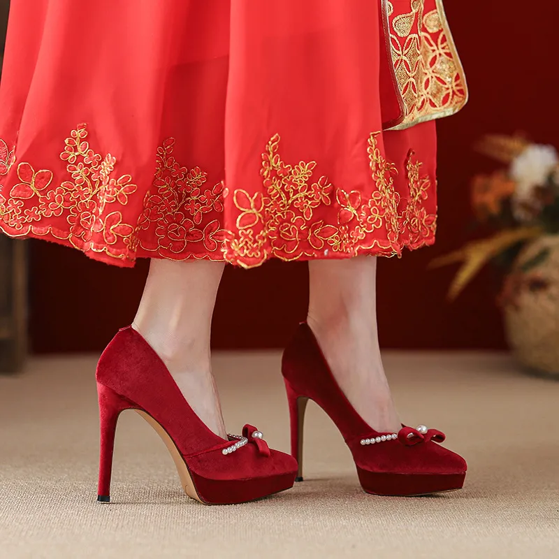 KATHRYN WILSON Slim Heel High Heels 11.5cm Women's Burgundy-4