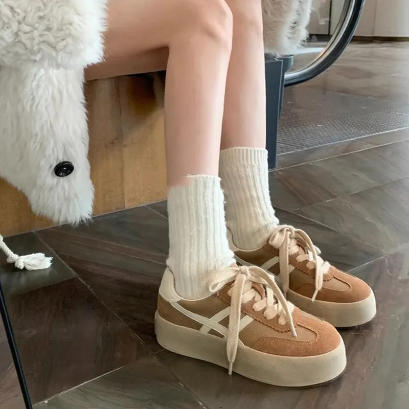 KATHRYN WILSON Anti Slip Wear Resistant Low Top Skateboard Shoes Women's Camel-3