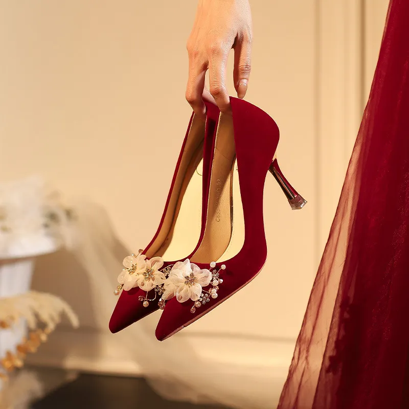 KATHRYN WILSON Slim Heel High Heels Women's Red-3