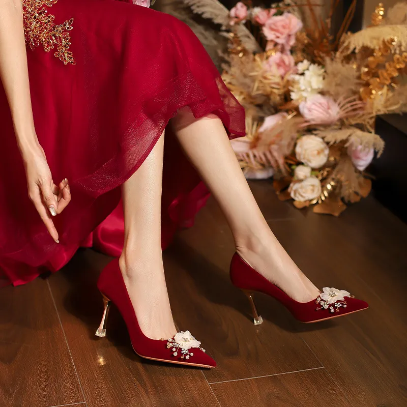 KATHRYN WILSON Slim Heel High Heels Women's Red-5