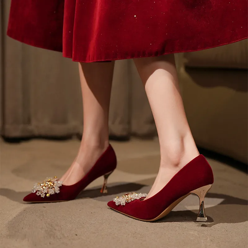 KATHRYN WILSON Slim Heel High Heels 7.5cm Women's Burgundy-4