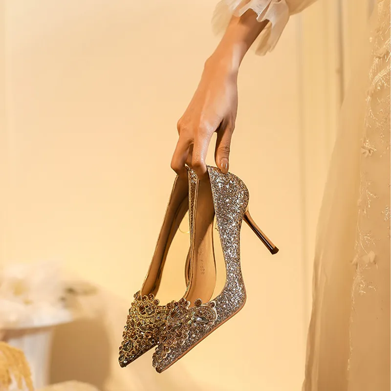 KATHRYN WILSON Slim Heel High Heels Women's Gold-3