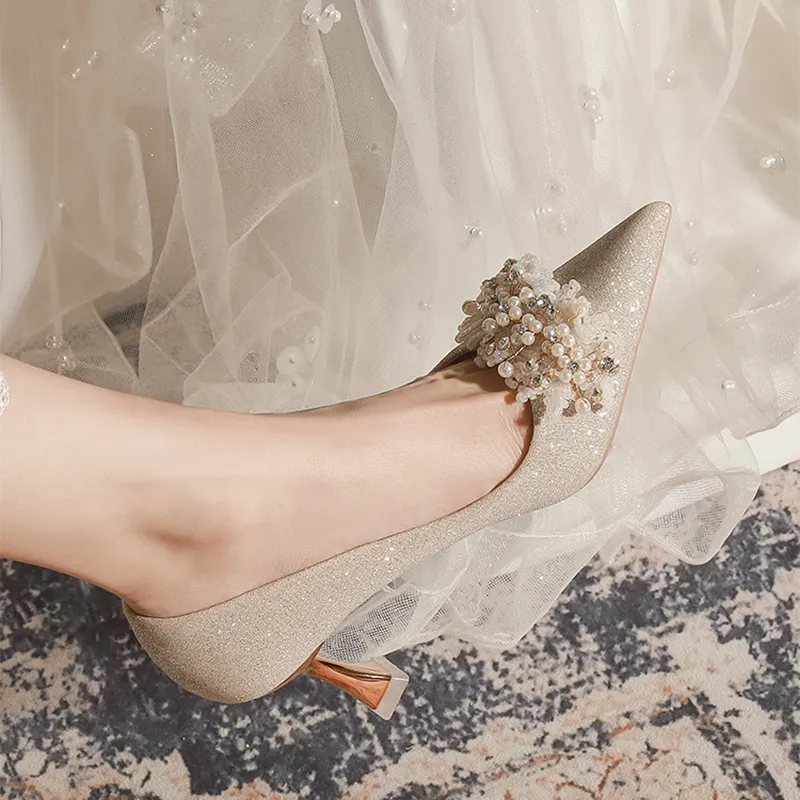 KATHRYN WILSON Slim Heel High Heels Women's Champagne-7