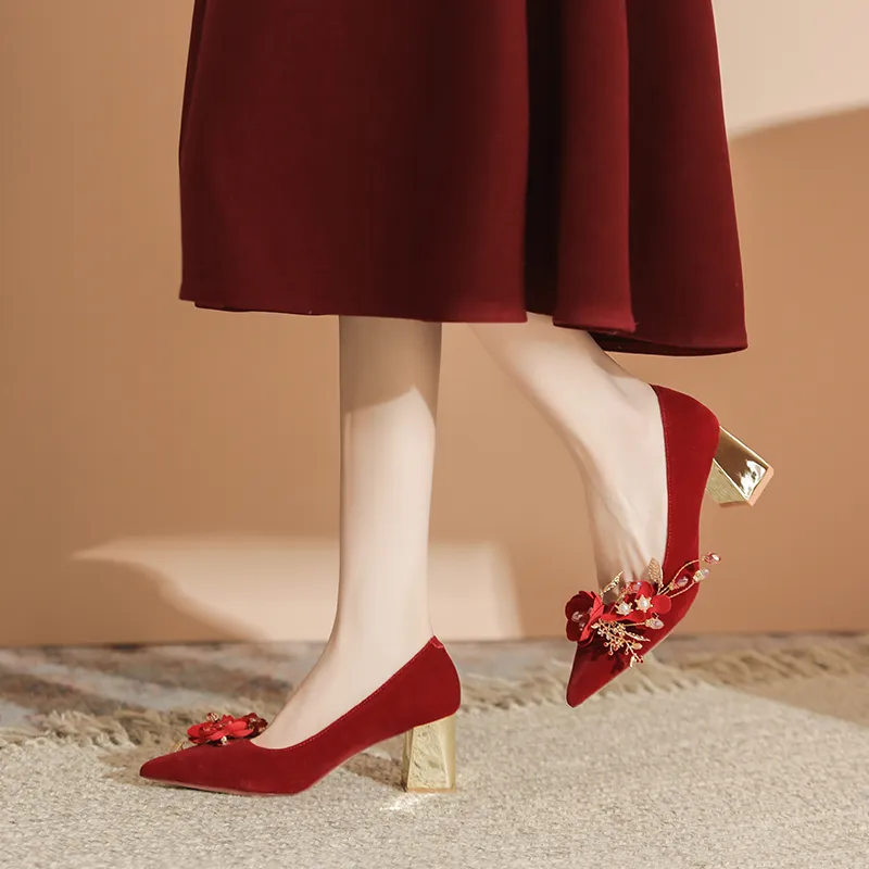 KATHRYN WILSON Chunky Heel High Heels Women's Red-6