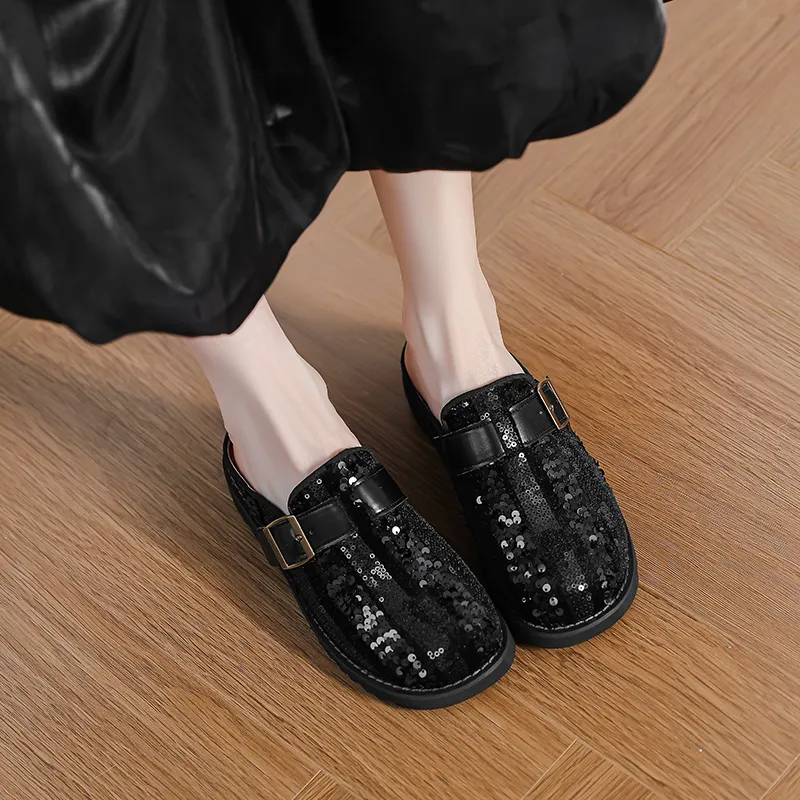 KATHRYN WILSON Rubber Sole Sequins Slip Resistant Closed Toe Slippers Women's-5