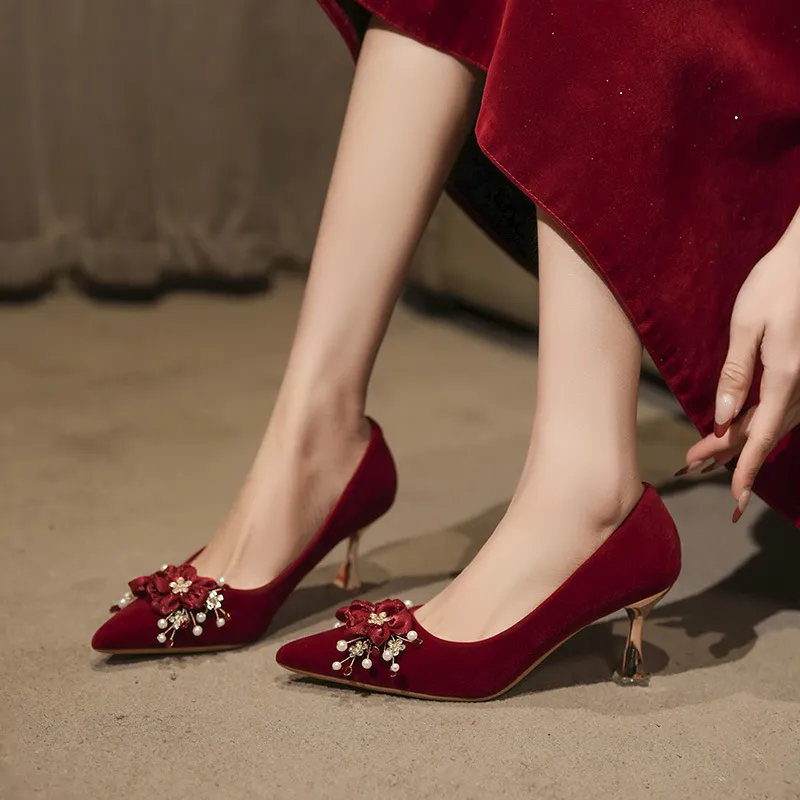 KATHRYN WILSON Slim Heel High Heels 7.5cm Women's Burgundy-1