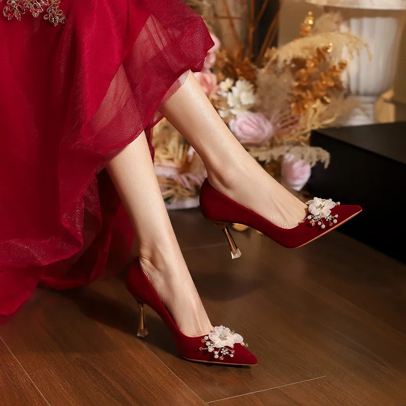 KATHRYN WILSON Slim Heel High Heels Women's Red-4