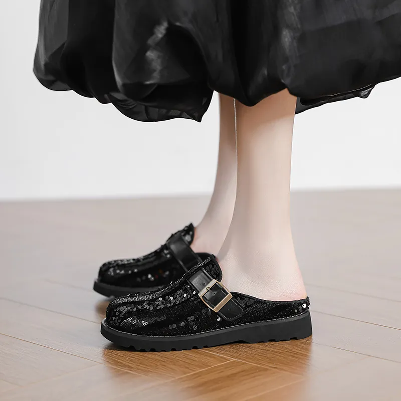 KATHRYN WILSON Rubber Sole Sequins Slip Resistant Closed Toe Slippers Women's-3