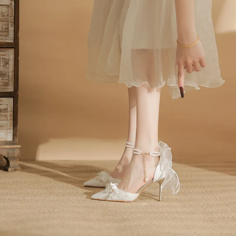 KATHRYN WILSON Spring Snow Slim Heel High Heels 6cm Women's White-1