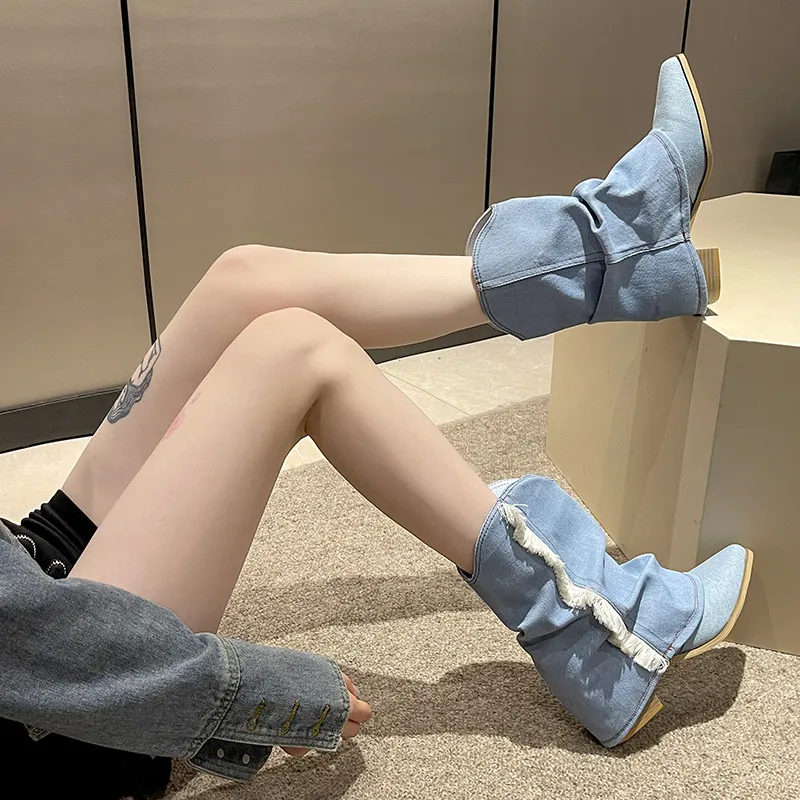 KATHRYN WILSON Ankle Boots Women's Denim Blue-4