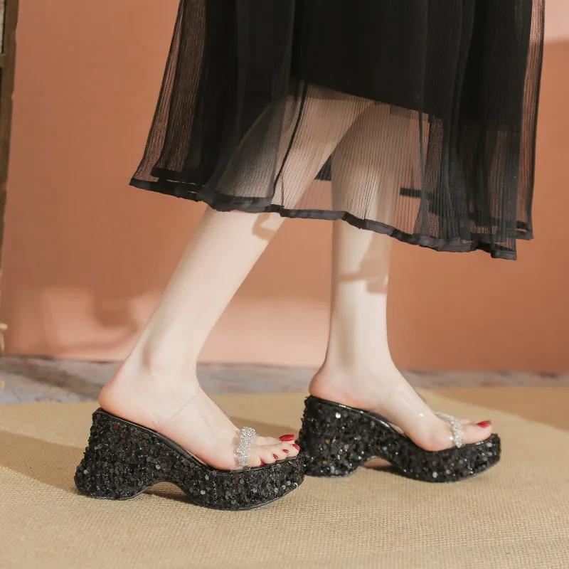 KATHRYN WILSON Rubber Sole Sequins Slide Slippers Women's-20