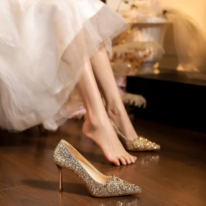 KATHRYN WILSON Slim Heel High Heels Women's Gold-6