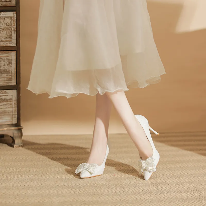 KATHRYN WILSON The Jade Is Soft And Soft Slim Heel High Heels 9cm Women's White-5