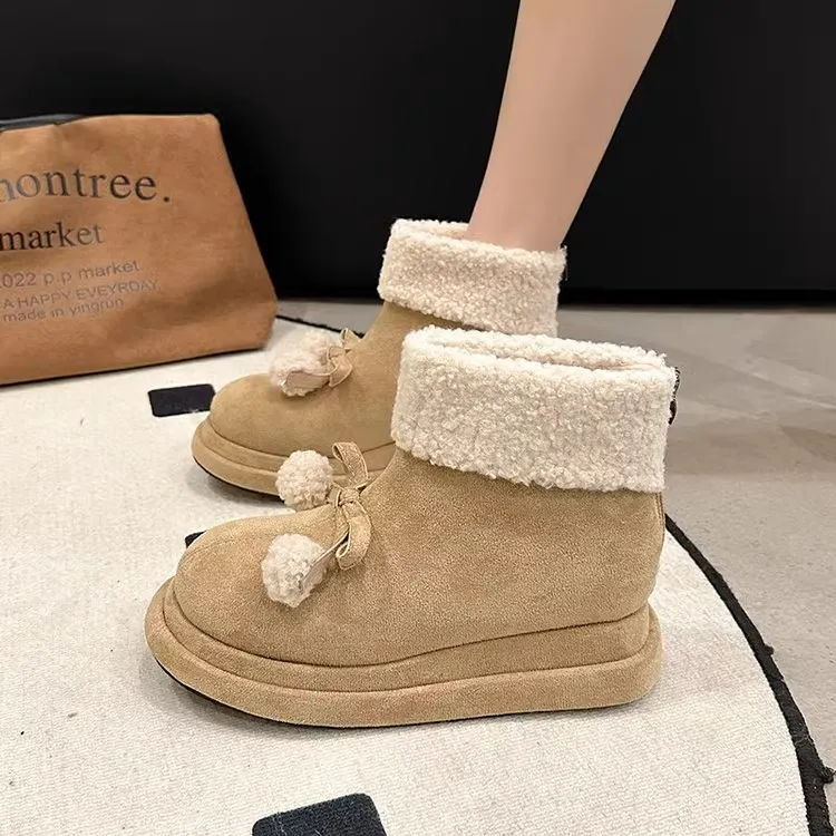 KATHRYN WILSON Warm And Wear Resistant Short Snow Boots Women's Khaki-1