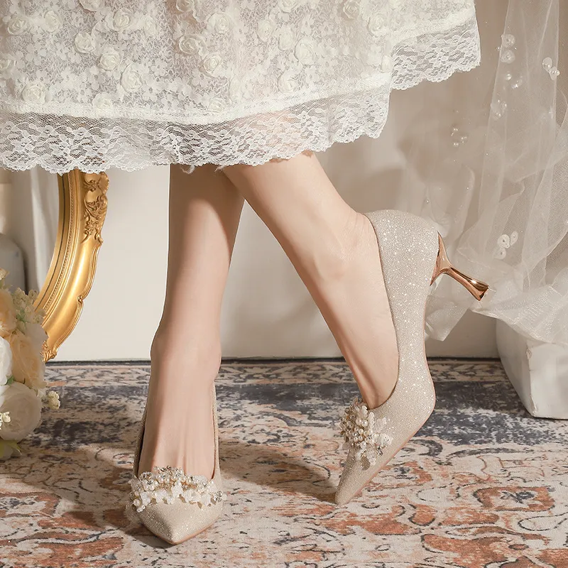 KATHRYN WILSON Slim Heel High Heels Women's Champagne-5