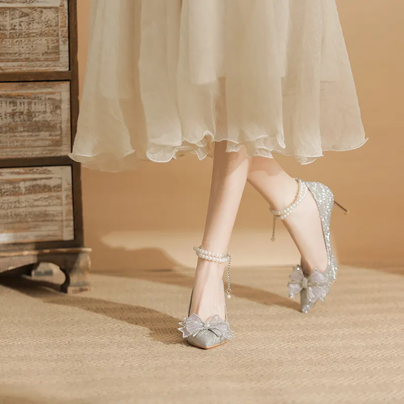 KATHRYN WILSON Xia Skirt Moon Pailou Slim Heel High Heels 8cm Women's-3