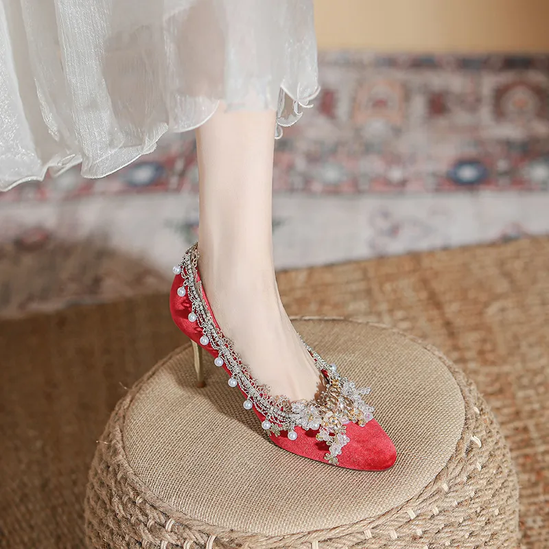 KATHRYN WILSON Slim Heel High Heels Women's Red-5