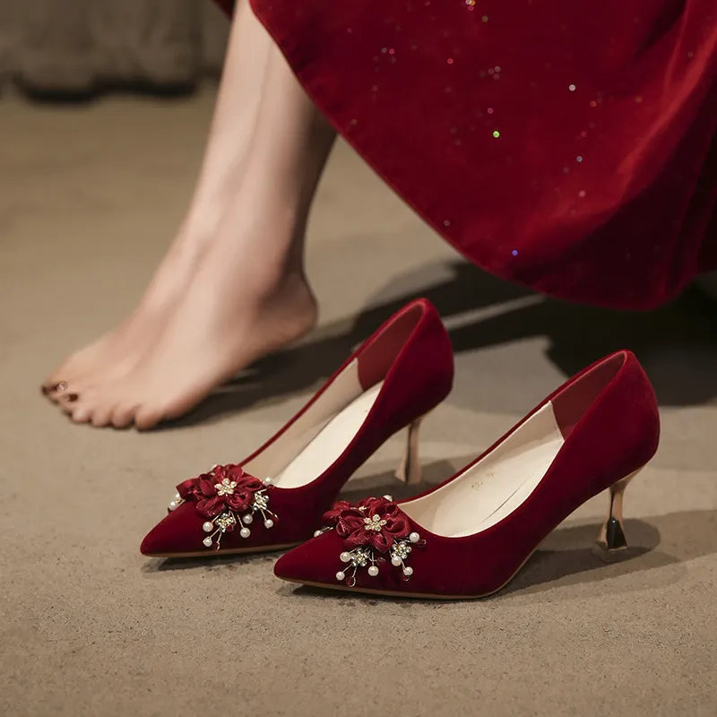 KATHRYN WILSON Slim Heel High Heels 7.5cm Women's Burgundy-2