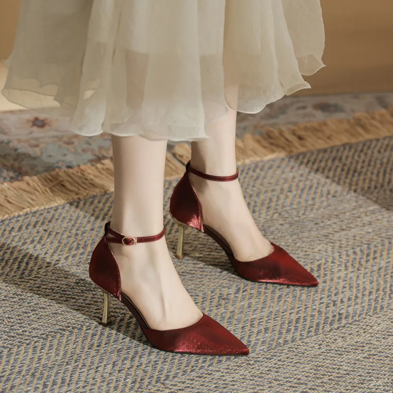 KATHRYN WILSON Slim Heel High Heels Women's Burgundy-1