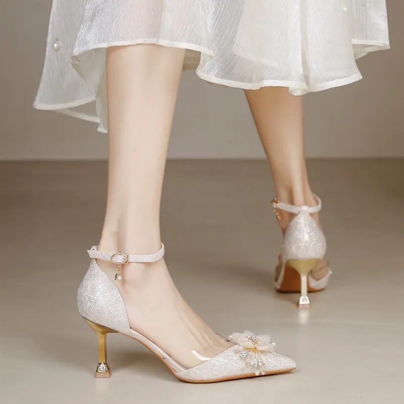 KATHRYN WILSON Slim Heel High Heels 7cm Women's Champagne-11