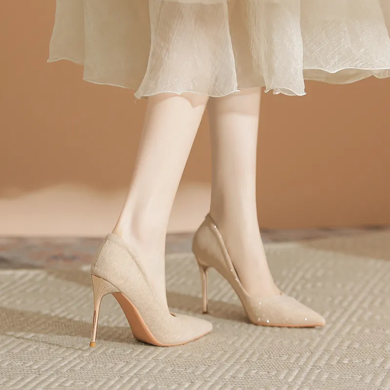 KATHRYN WILSON Slim Heel High Heels Women's Apricot-15